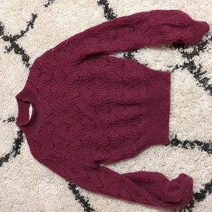 Academia Burgundy Lace-Knit Sweater Mohair Wool Size Small